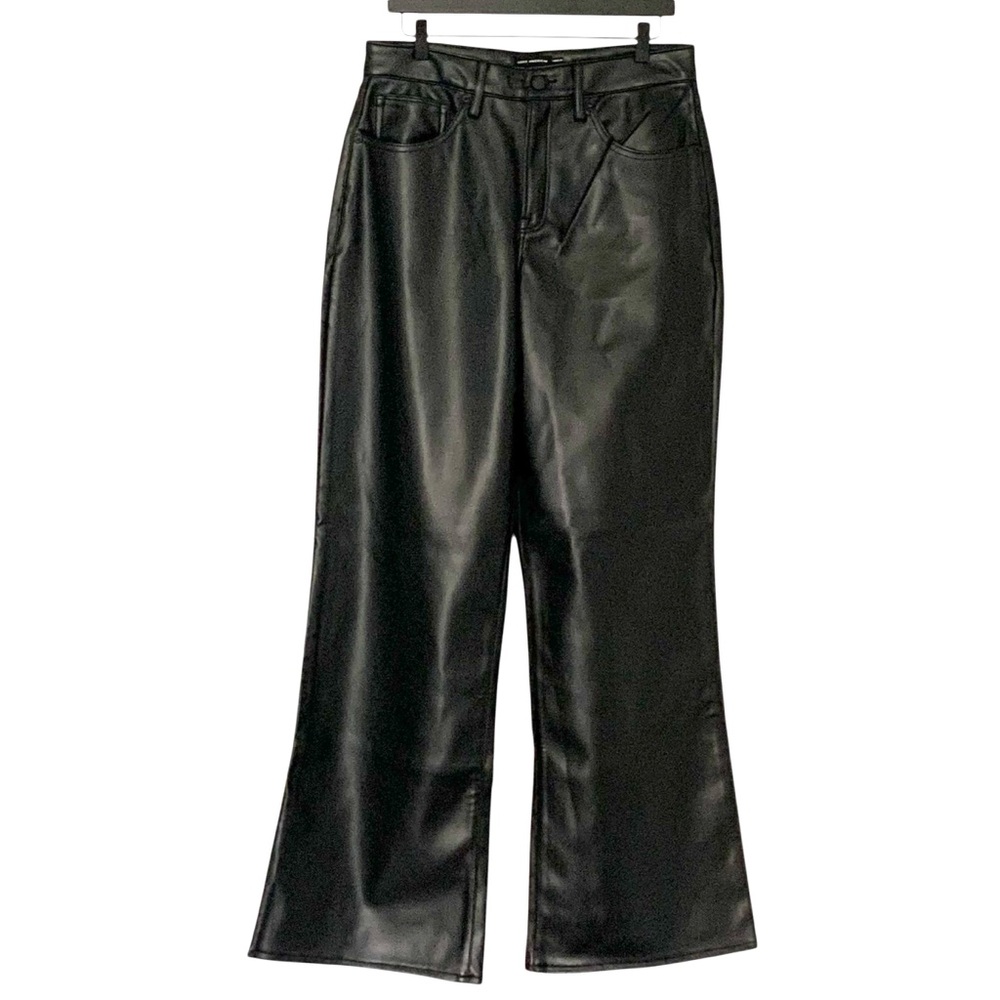 Good American Black Faux Leather Women’s 8/29 Wide Leg Flare Jeans